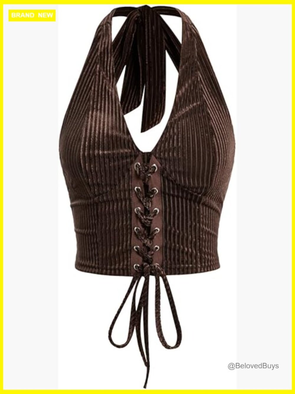 Halter Corset Top Lace Up Open Back Crop Top Cowgirl Outfit